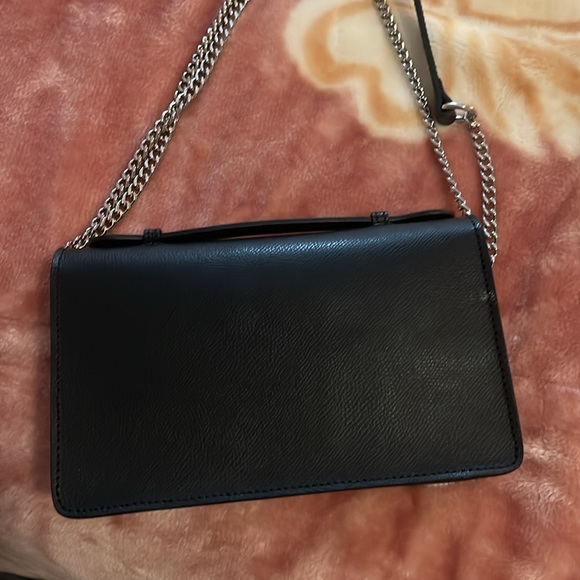 Black leather hide Valentino 8 inch purse - dual cross body/strap - Picture 3 of 7